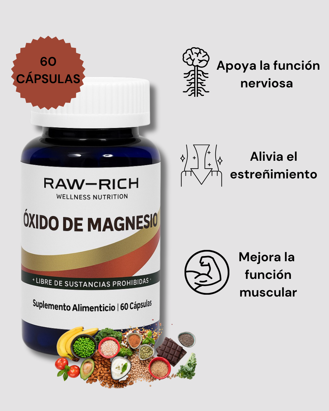 Óxido de Magnesio 60 Cápsulas